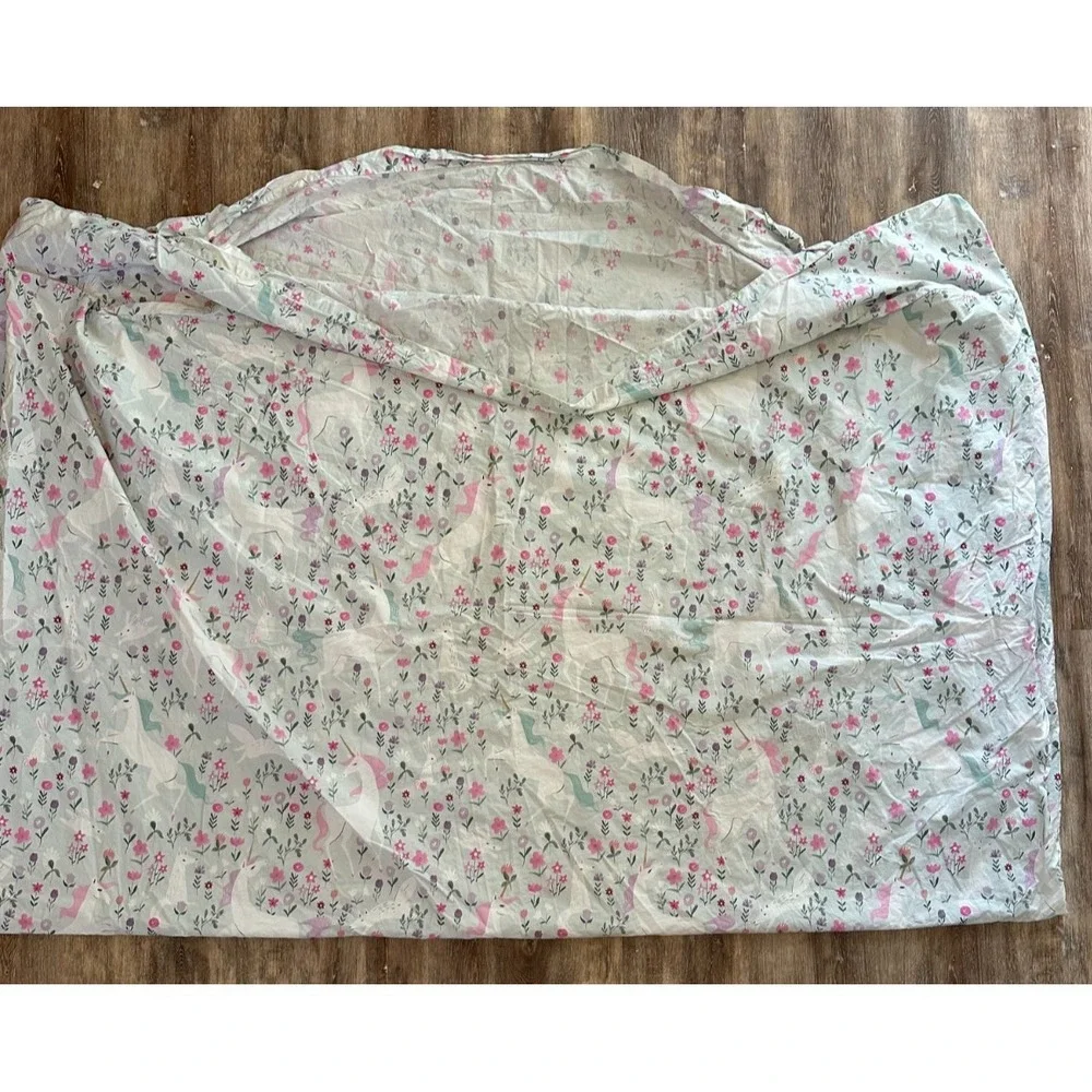 Pottery Barn Duvet Cover Mystical Unicorn Flowers Cotton 68x86